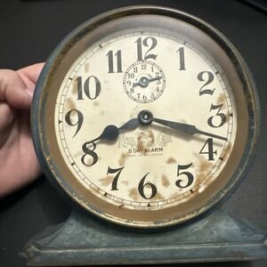 Antique 1930s Ingraham The National Call 8-day Alarm Clock Decorations Only USA